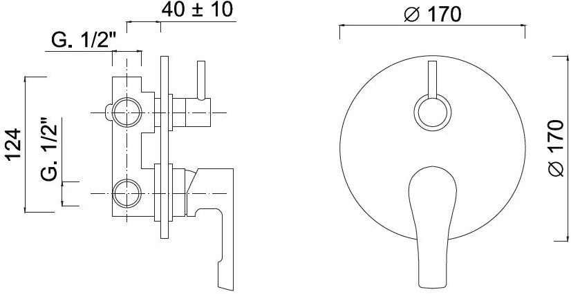 Rubinetteria Giulini Смеситель для душа, однорычажный, с переключателем Ego F5713-3 - Вид №1