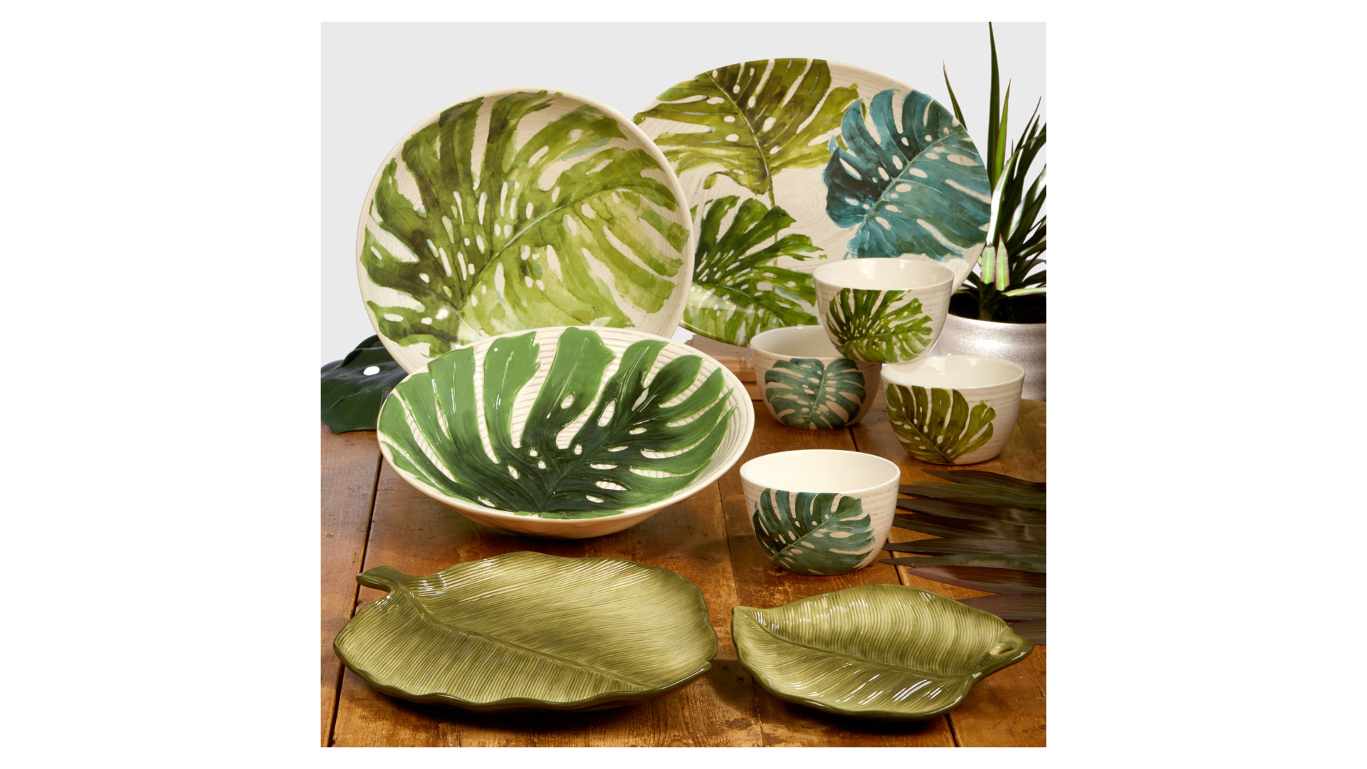 10638461 Certified International Блюдо-лист сервировочное 3D Certified Int. Пальмовые листья 34х28см, керамика Керамика  - Вид №1