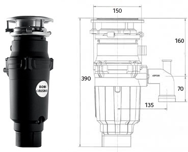 Измельчитель пищевых отходов Bone Crusher 910 Slim Line для кухонной мойки, постоянный магнит BC Slim Line ВС910-SL Slim Line - Вид №6