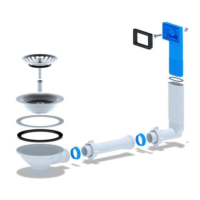 Жесткий перелив АНИ для мойки 3 1/2" с прямоугольным вертикальным корпусом N305 АНИ пласт 7218 - Вид №1
