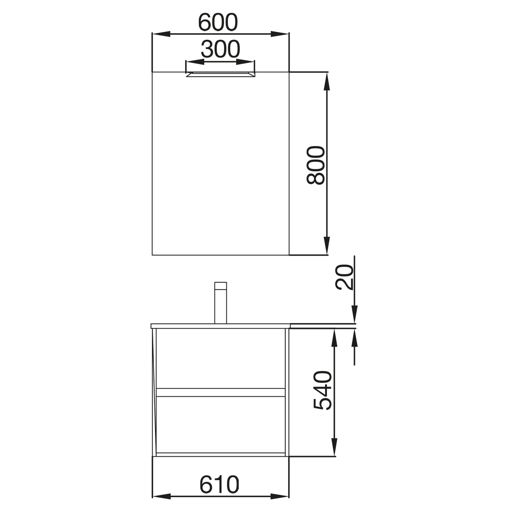 85025 SALGAR Комплект мебели для ванной NOJA 600 ETERNITY OAK + Раковина + Зеркало + Свет Робл Вечность - Вид №2