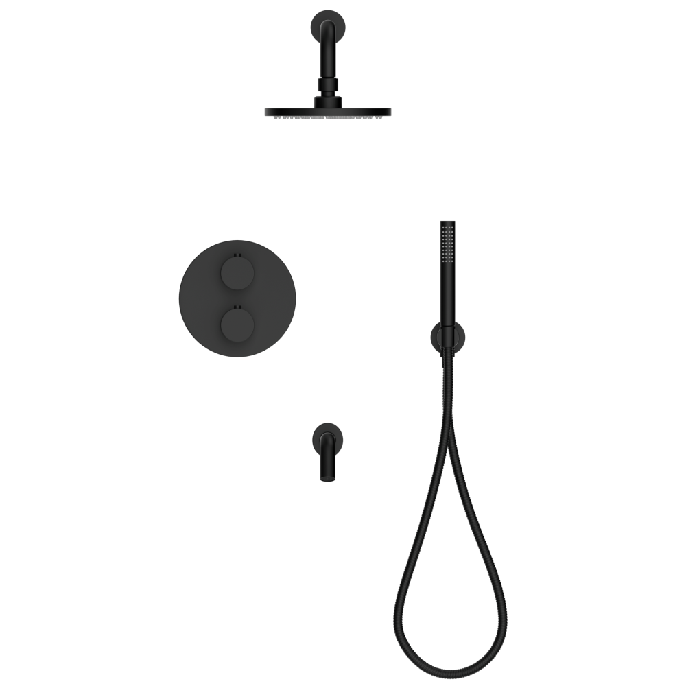 D424-N Смеситель для ванны однорычажный с ручным душем, черный матовый duten 