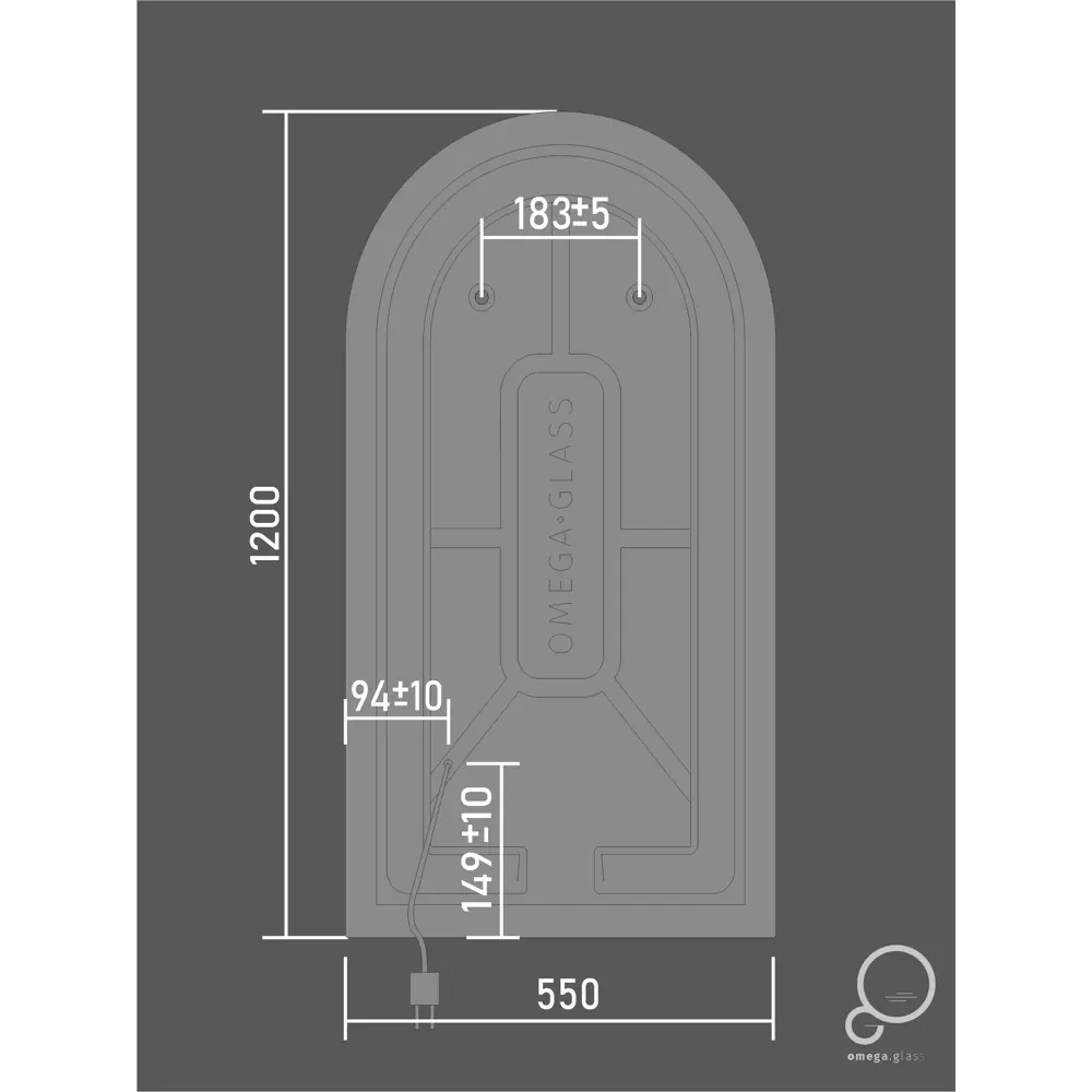 Зеркало для ванной Omega Glass Слим SD42 с подсветкой 50x120 см арка STLM-2059251 - Вид №9