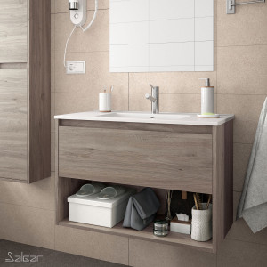 85012 SALGAR Мебель для умывальника NOJA 800 1 ящик 1 место ROBLLE ETERNITY + Раковина Робл Вечность