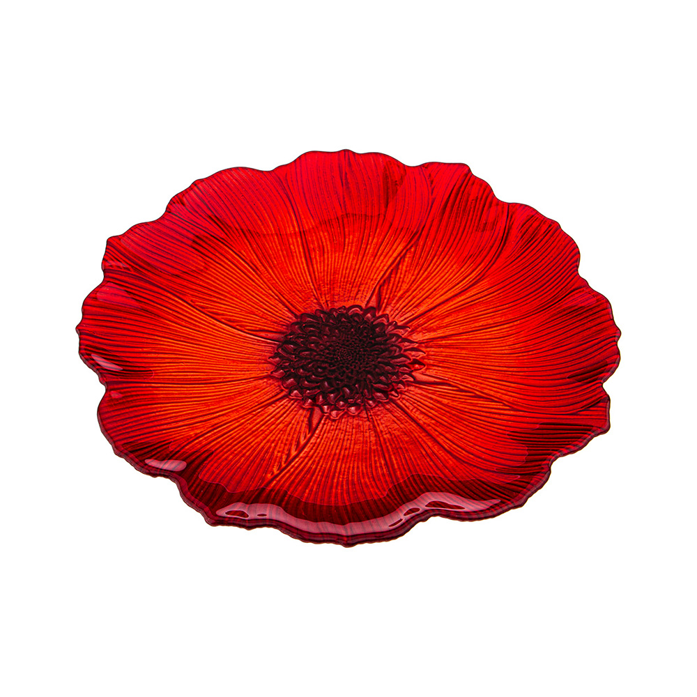 339-187 Посуда стеклянная Мак красный блюдо1 d 21 см Lefard 