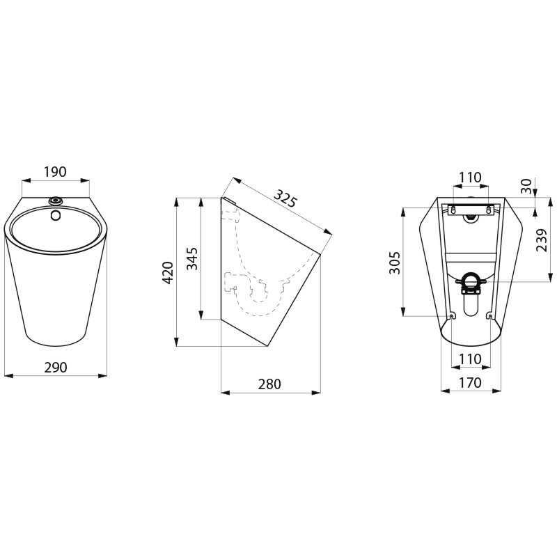 135110 Подвесной писсуар FINO DELABIE  - Вид №1