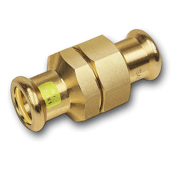 11134035 SANHA 11340 пресс-фитинг газ, бронза, сгон самоуплотн. ВПр-ВПр 35 мм  - Вид №1