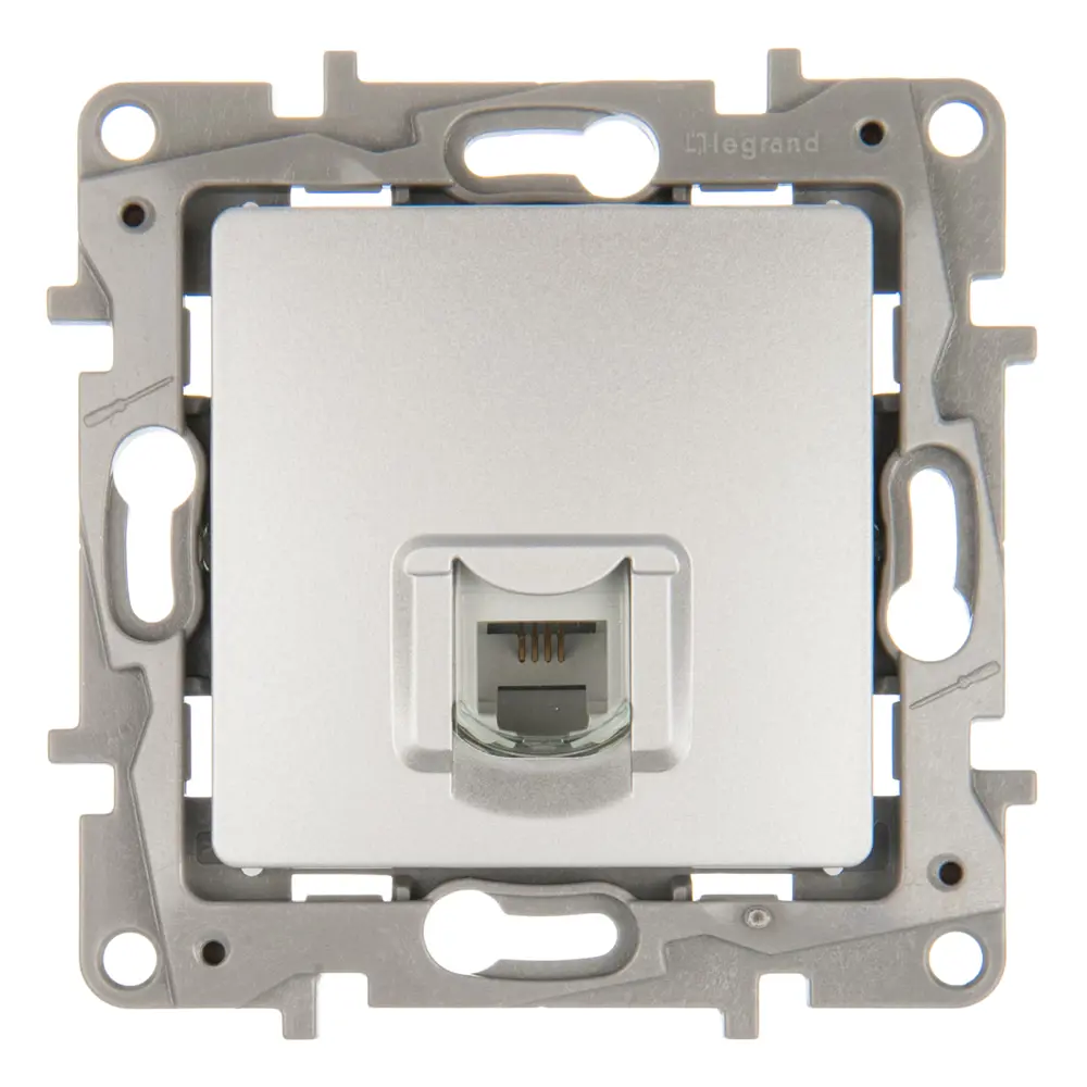Телефонная розетка Legrand Etika RJ11 алюминий для скрытого монтажа 17356901 STLM-0008025