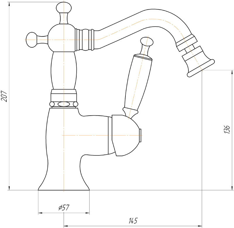Смеситель MIGLIORE Oxford ML.OXF-6323.CRDO для биде - хром/золото ML.OXF-6323.bi.CRDO - Вид №4