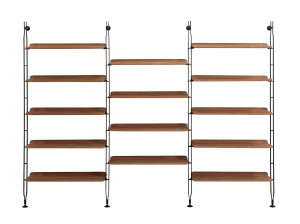 Модульный настенный книжный шкаф из стали и дерева