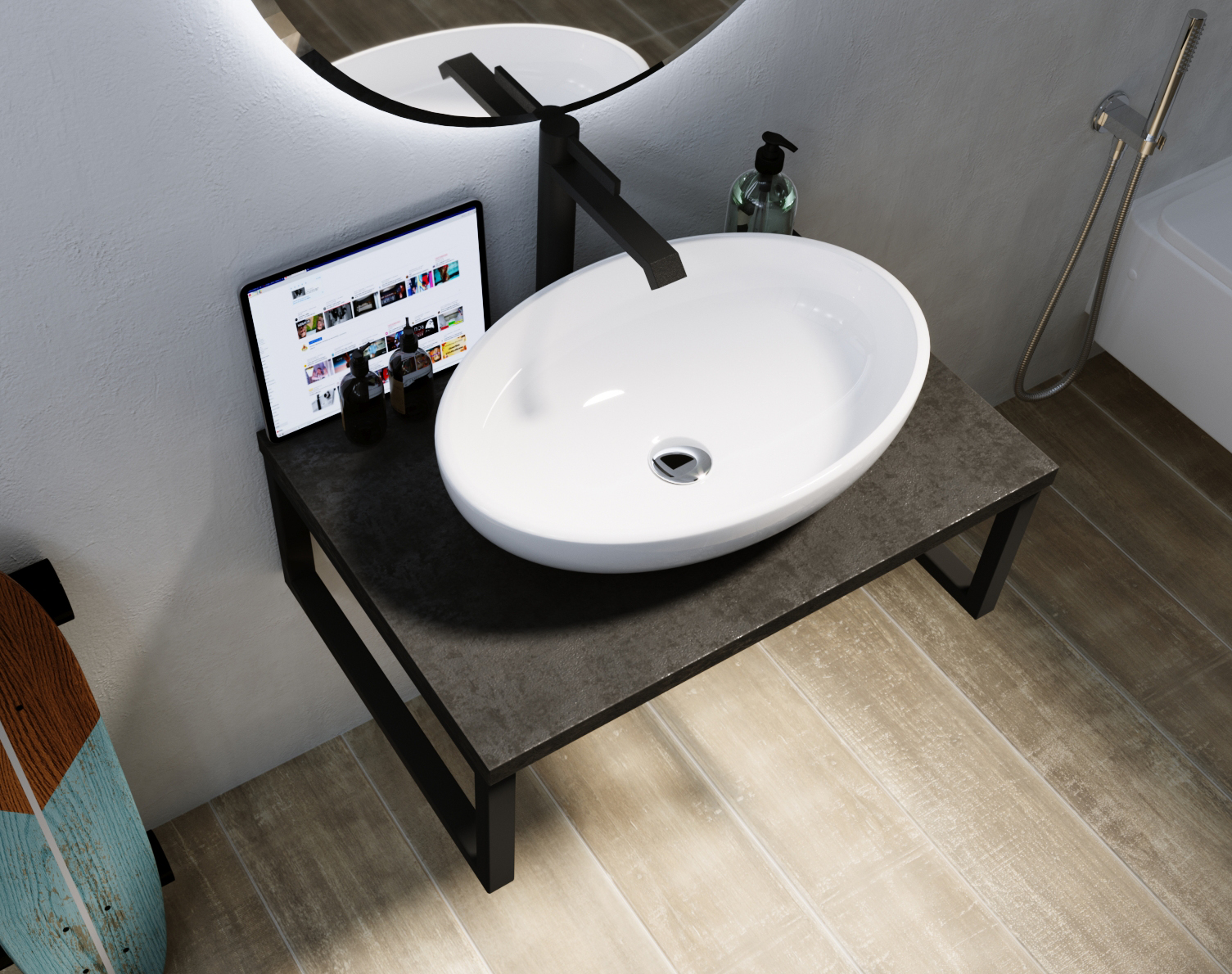 У85838 Столешница GRUNGE LOFT 100 Бетон темно-серый 1 Marka GRUNGE LOFT 