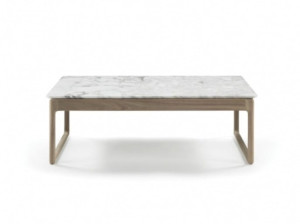 Деревянный прямоугольный журнальный столик с мраморной столешницей