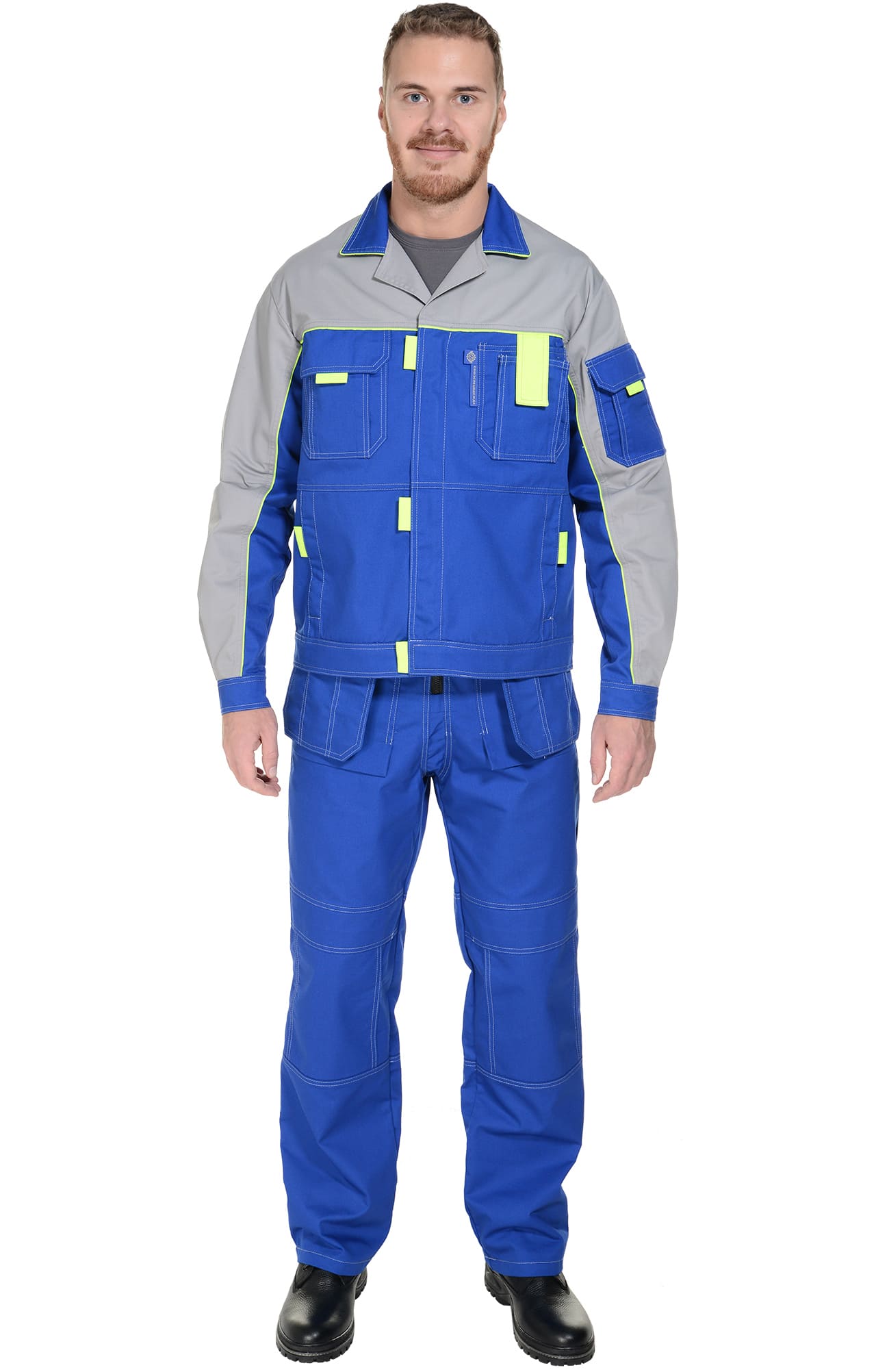 65331 Костюм "Профессионал-2" василек-серый-лимон  Летняя спецодежда  размер 60-62/182-188  - Вид №8