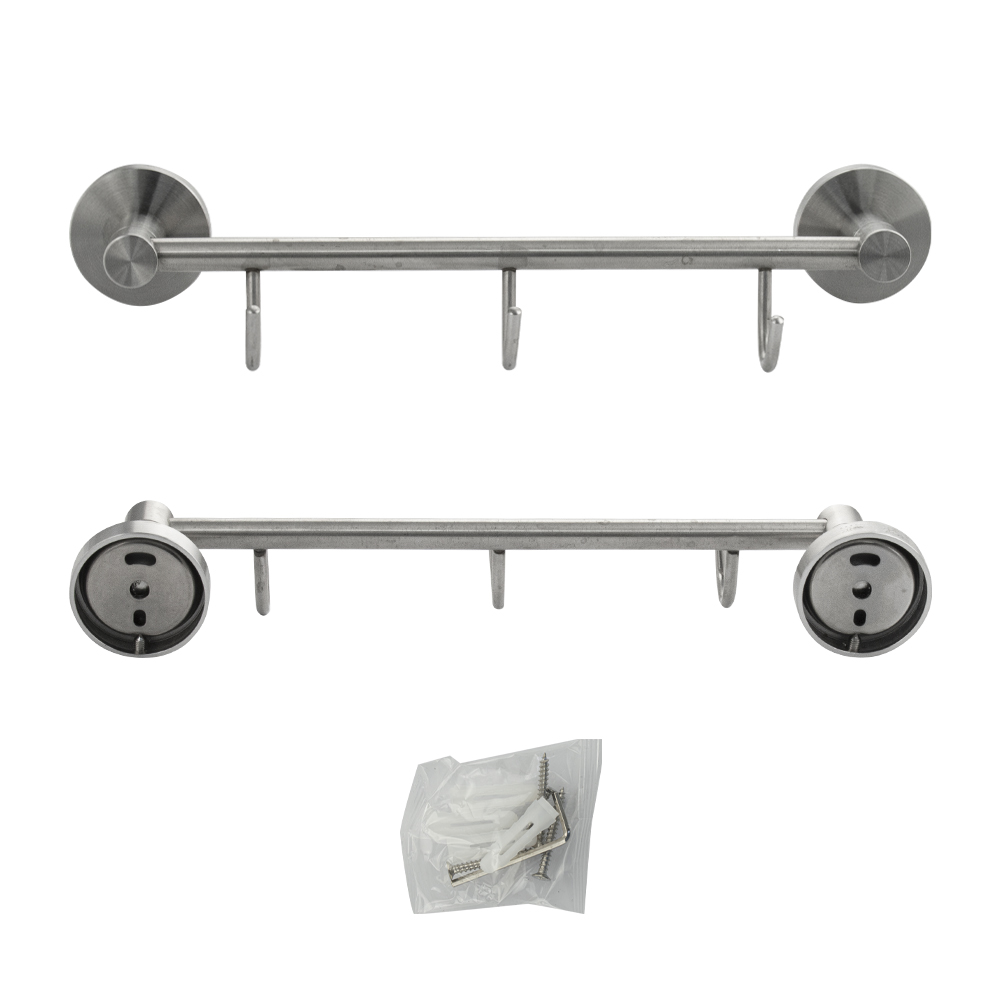 GFmark - Вешалка с тремя крючками прямая, из нержавеющей стали, код: 80204  - Вид №4