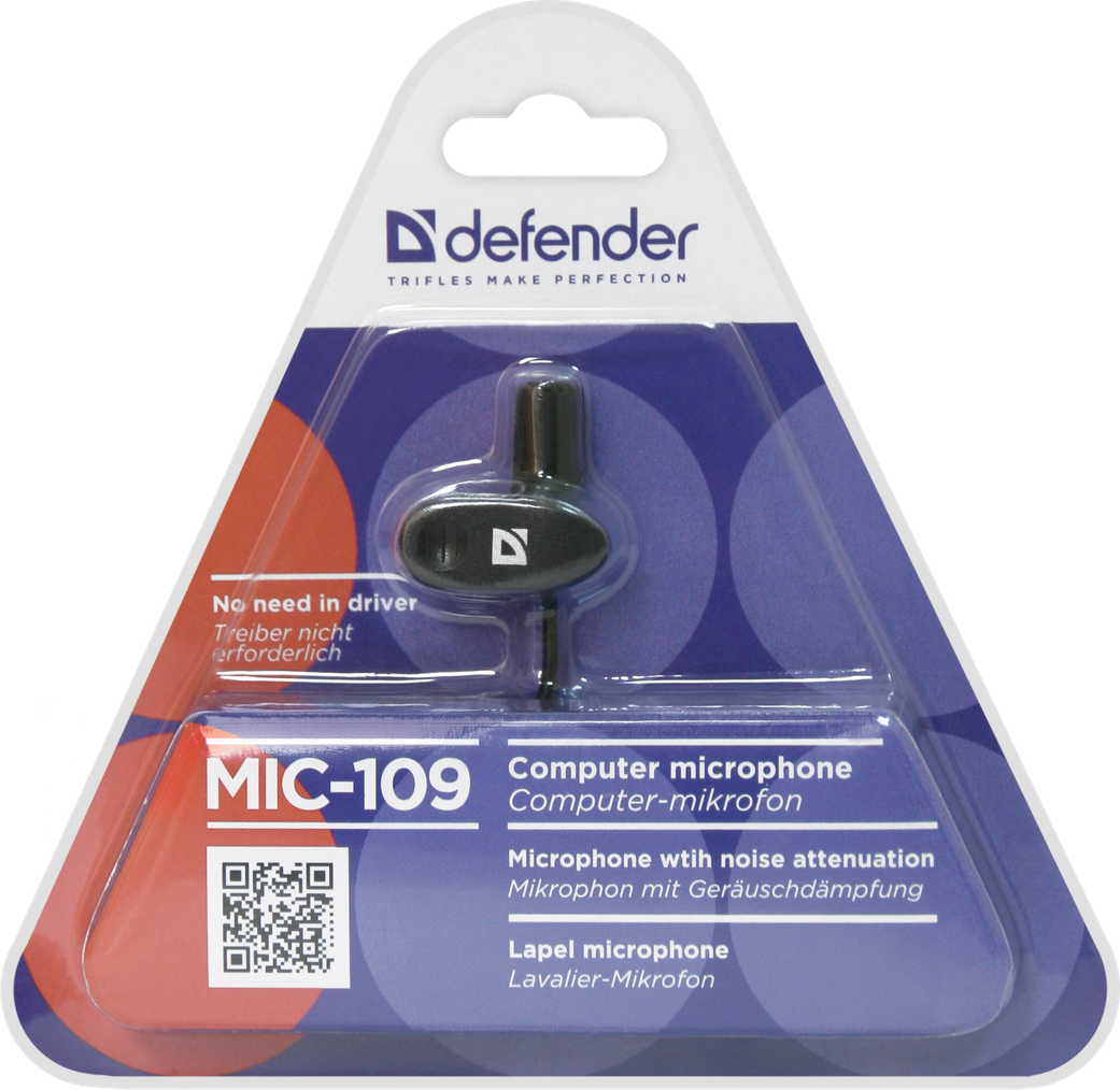 64109 микрофон компьютерный mic-109 черный, на прищепке, 1,8 м Defender Santreyd  - Вид №4