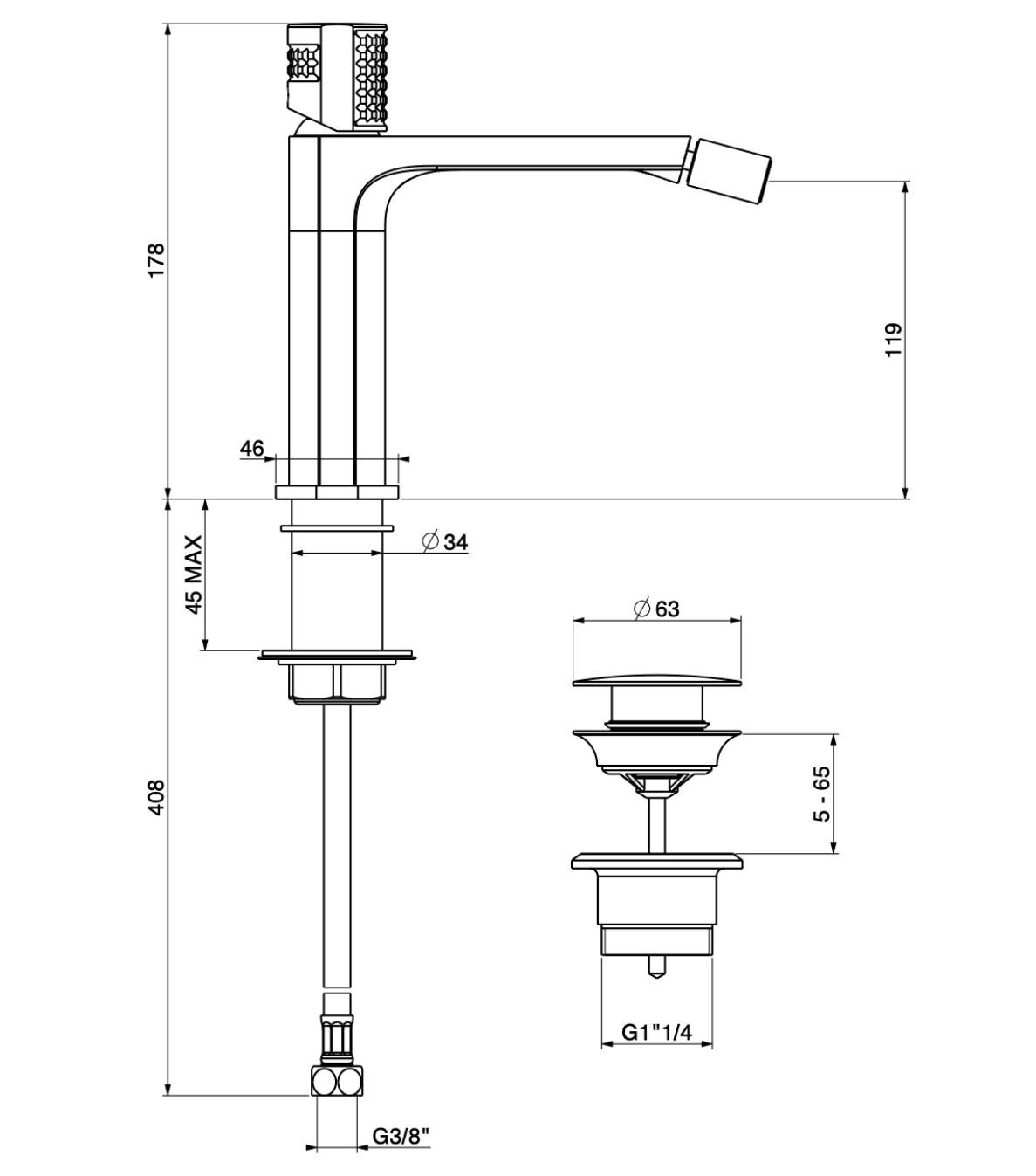 Смеситель для биде с поворотным горлышком GATTONI T_K ARCH-00111055 - Вид №3