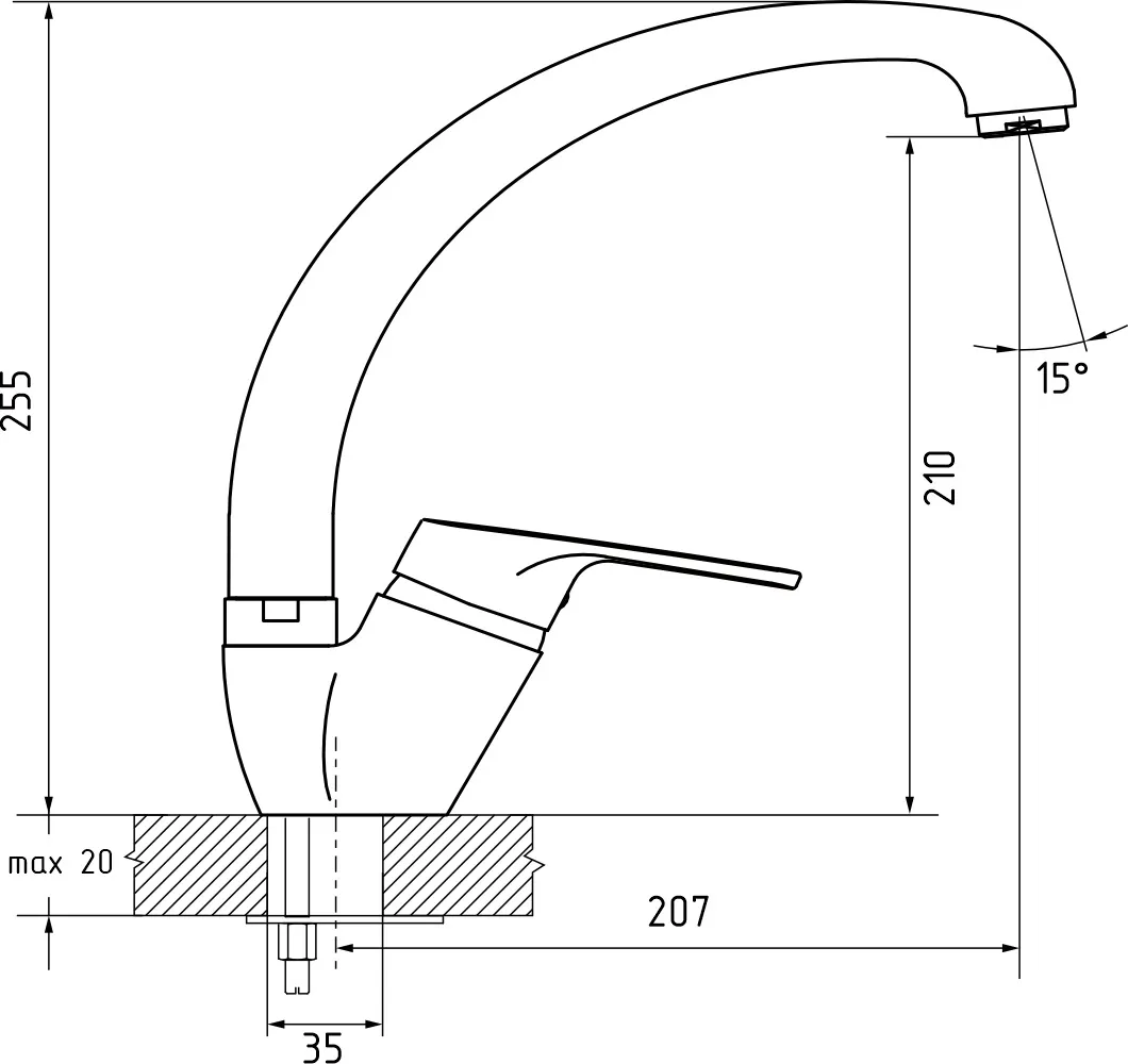 Кухонный смеситель 3323 хром GranFest  - Вид №1