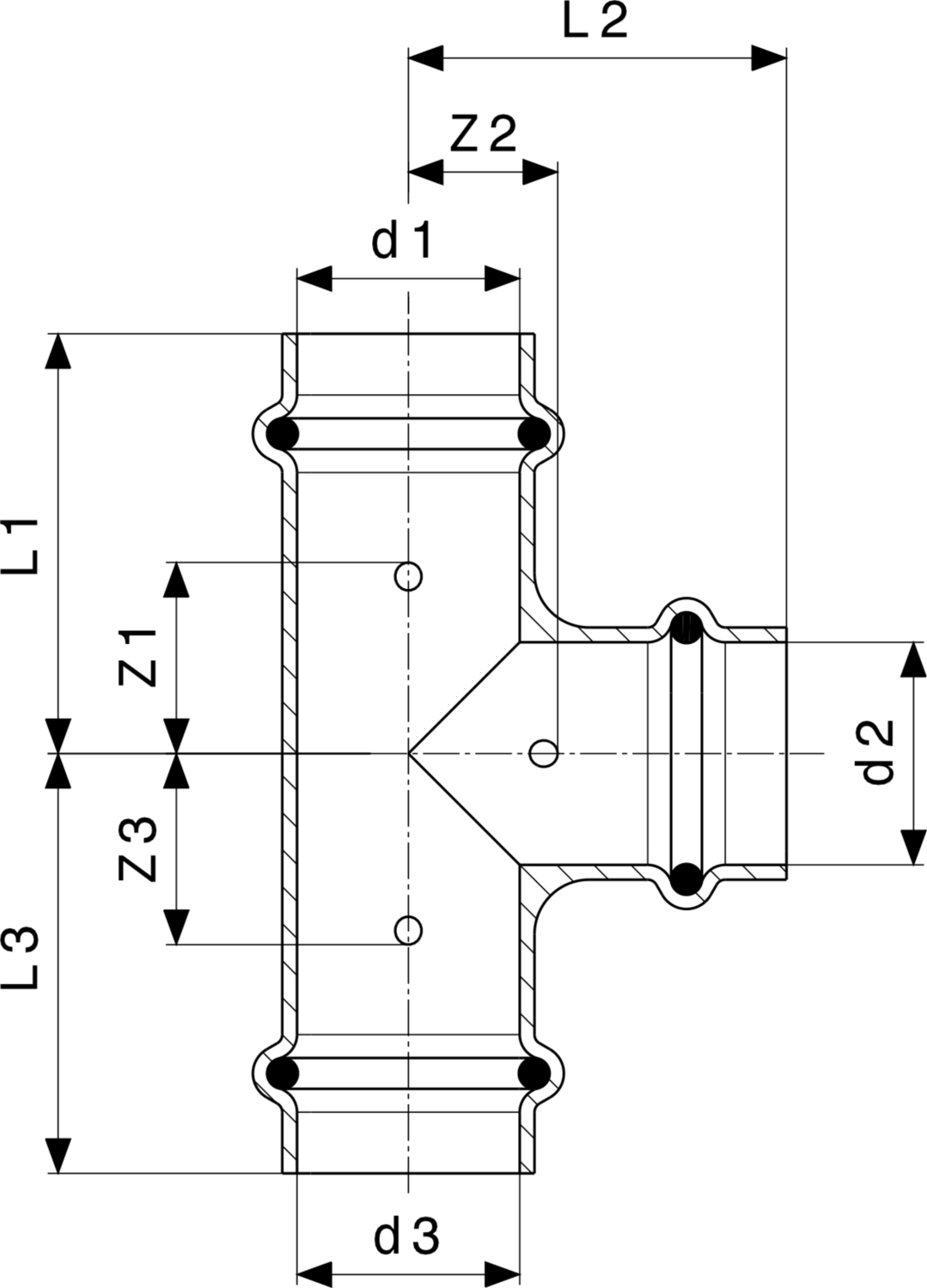 347 000 Модель 2618 Трубопроводные системы  Profipress G  Тройники Santreyd  - Вид №3