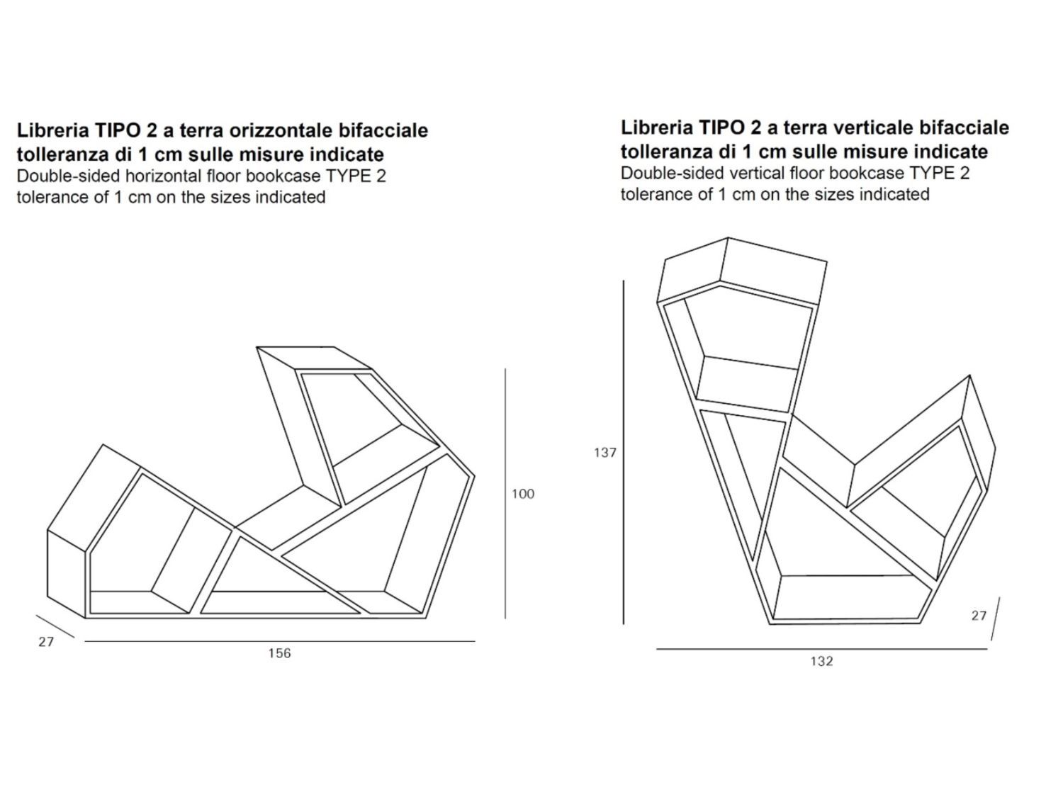 Двухсторонний книжный шкаф из лакированного бетона Voltan 555 ARCH-00092701 - Вид №2