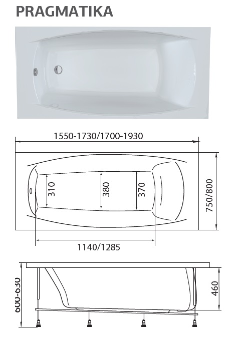 У25505 Ванна Marka One PRAGMATIKA 173-155x75 1 Marka PRAGMATIKA  - Вид №4