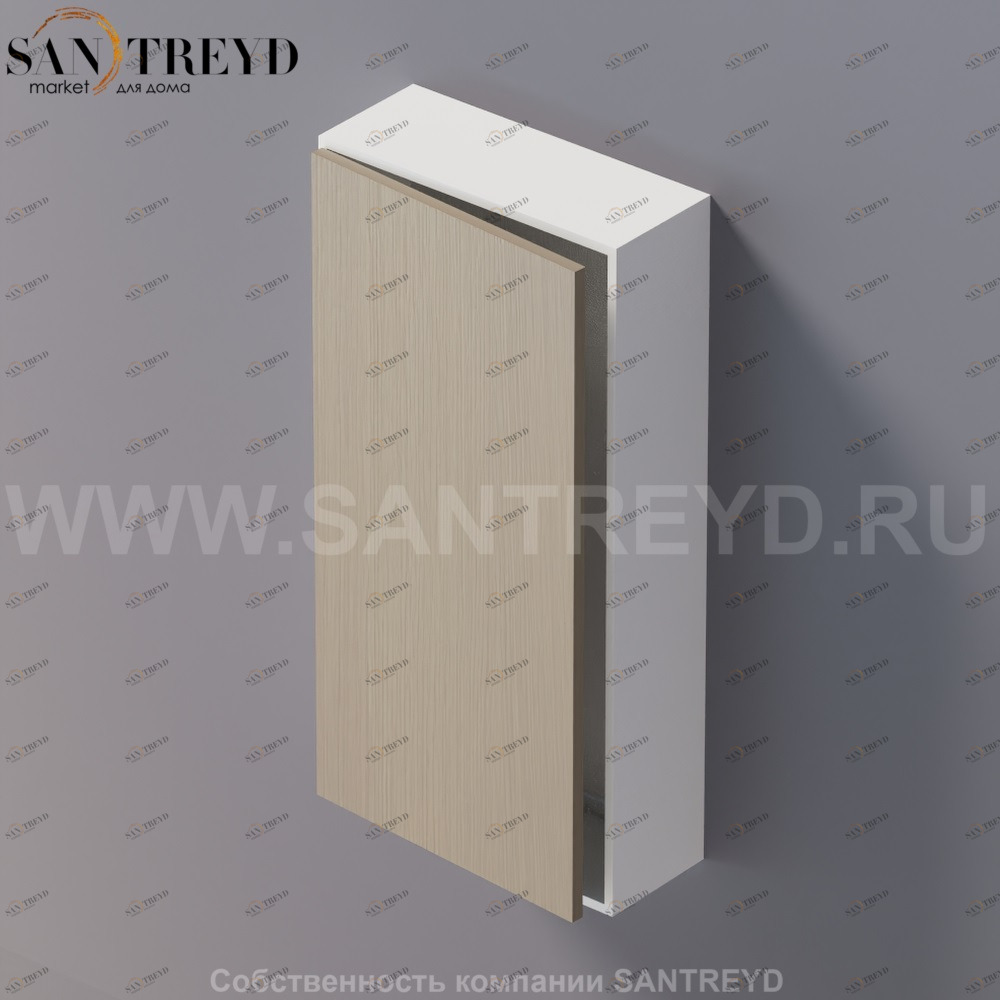 LIFT Модульный шкаф 80 см с левой дверью на доводчиках. Модули могут располагаться горизонтально и вертикально. Отделка: белая краска и серый дуб. AMOB052RCLZSX Agape