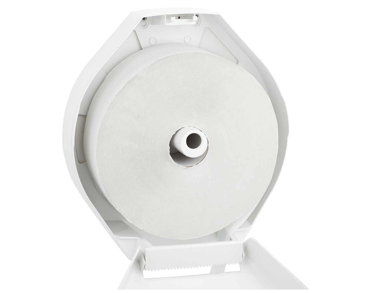 BTN001 Держатель для туалетной бумаги TOP MEGA, пластик АБС, белый, синее окошко Merida  - Вид №3