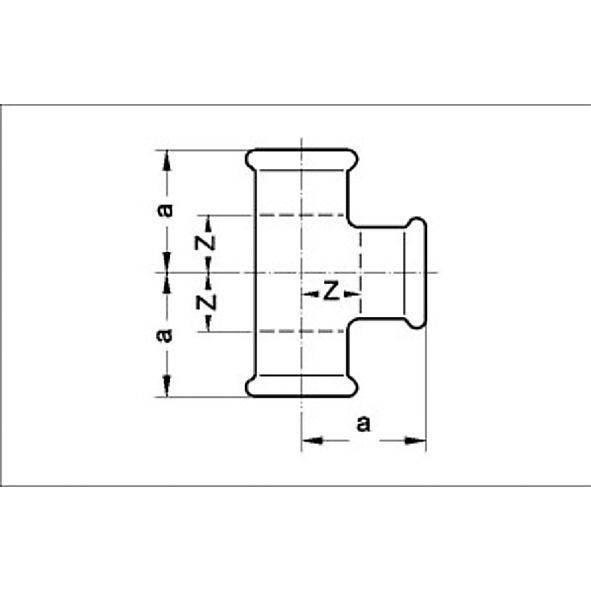 110130282228 SANHA 10130 пресс-фитинг газ, медь, тройник ВПр 28x22x28 мм  - Вид №1