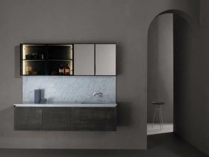 INBANI Тумба под умывальник из дерева с зеркальными дверцами Strato