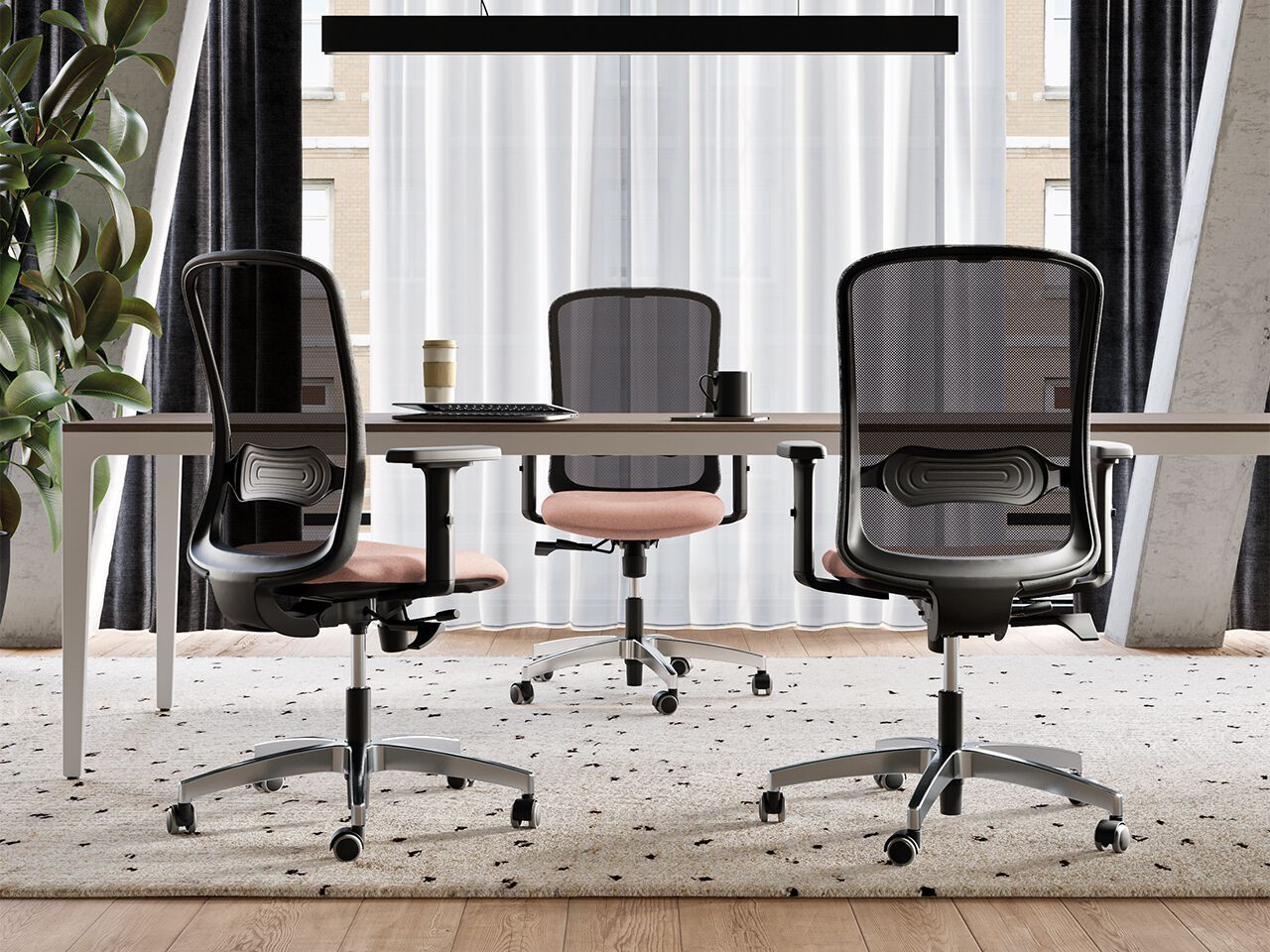 Сетчатый поворотный офисный стул с колесами и мягким сиденьем FREZZA Takk ARCH-00055766 - Вид №2