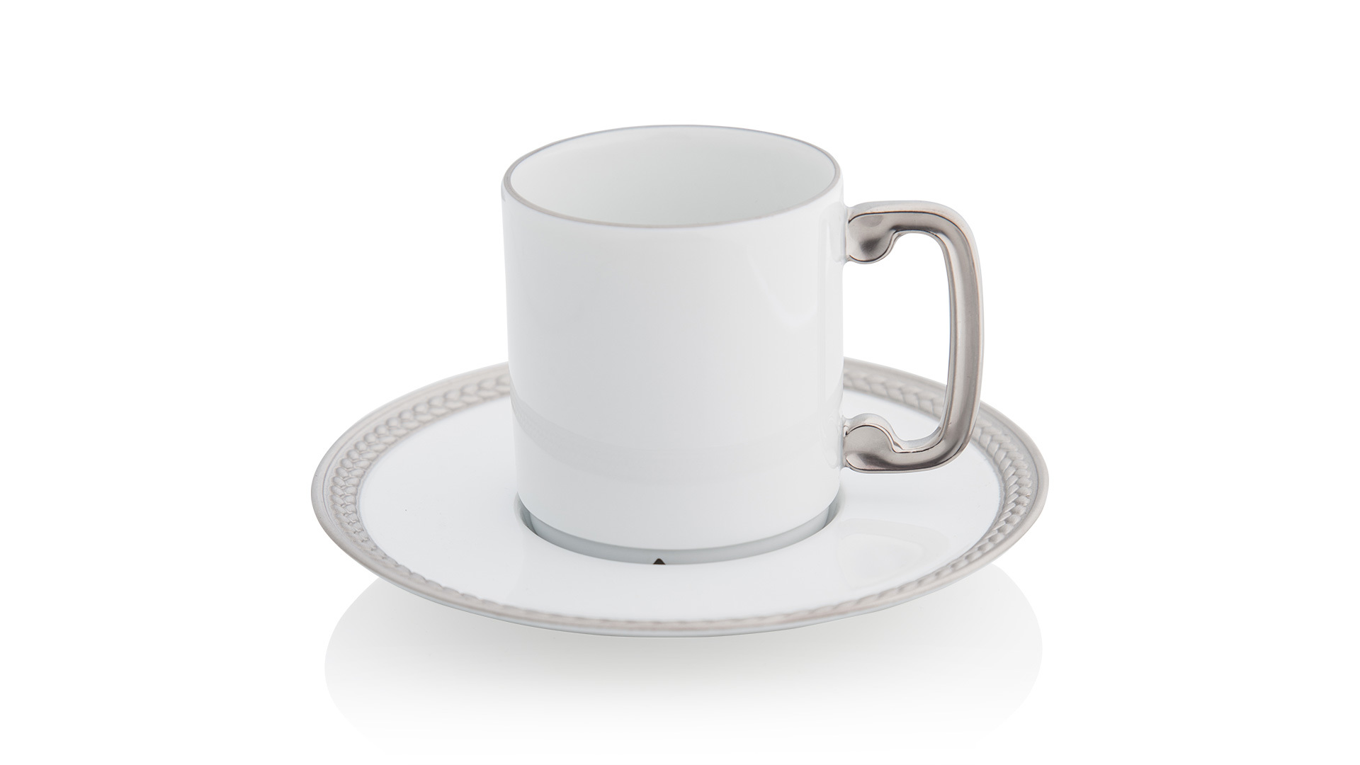 10571419 L’Objet Набор из 6 чашек для эспрессо с блюдцами 230мл "Плетеный шелк" (платиновый декор) п/к Фарфор  - Вид №1
