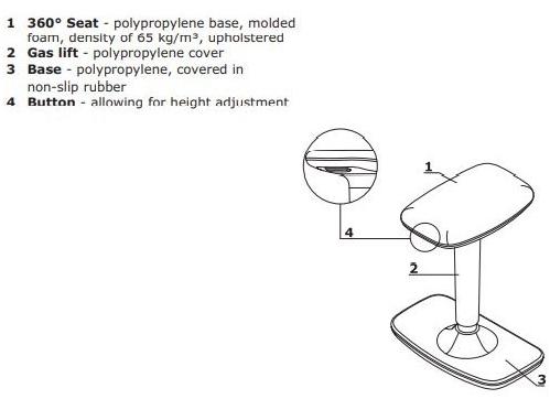 MDD Откидной офисный стул с регулируемой высотой из trevira® cs  Cl01  - Вид №4