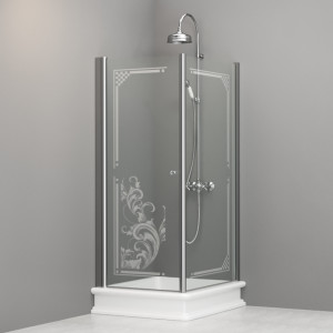 9144N0 Душевая кабина DX с распашной дверью и фиксированной боковой частью для душевого поддона 80x96 SX открывание со стороны 96, цвет Хромированный Kerasan RETRO Италия