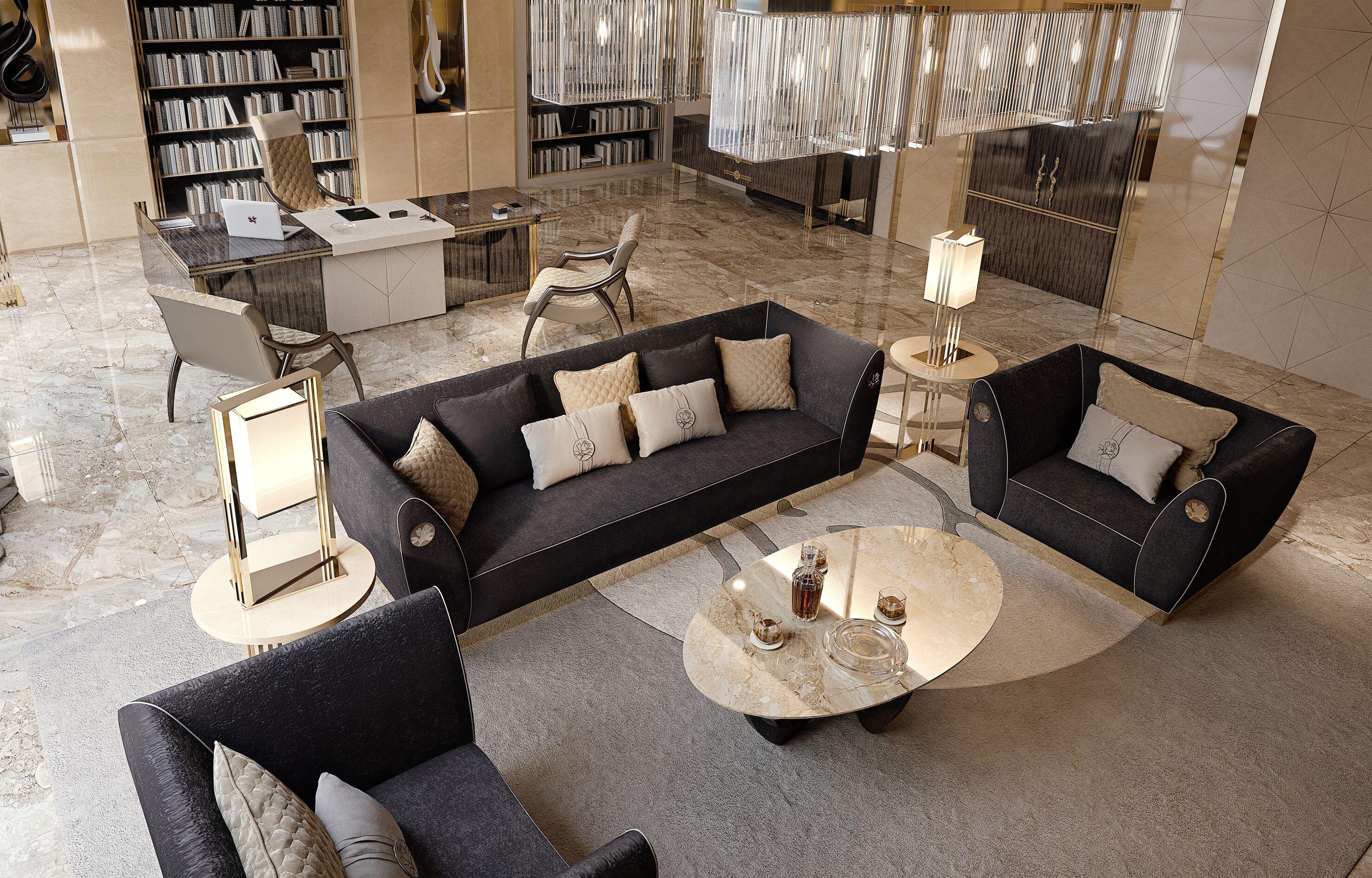 3-местный тканевый диван Bizzotto Italia Symphony-Infinity ARCH-00048073 - Вид №1