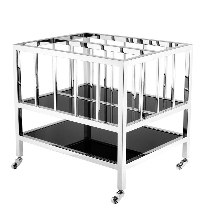 Приставной столик на колесиках с полкой Cosmo от Eichholtz EICHHOLTZ EICHHOLTZ 062904 Хром;черный  - Вид №1