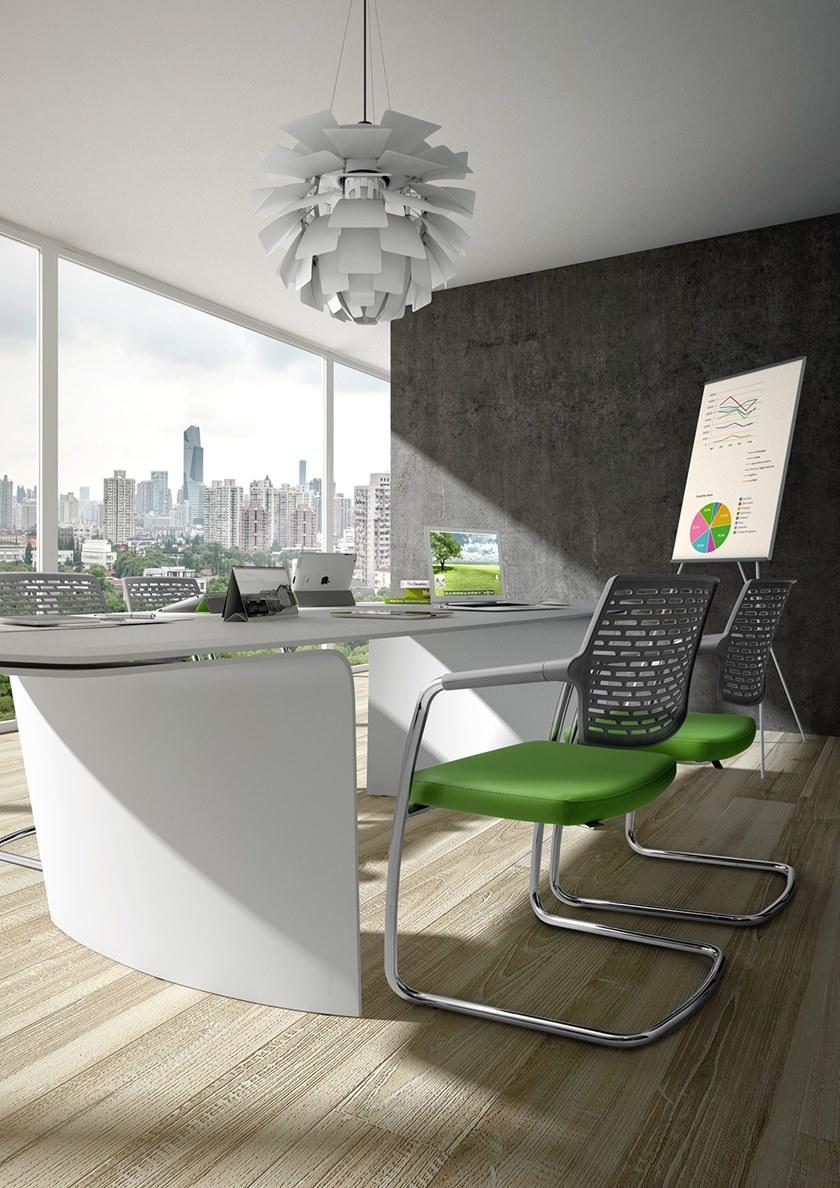 Leyform Консольный стул из хромированной стали, кожи и полипропилена  0570  - Вид №3