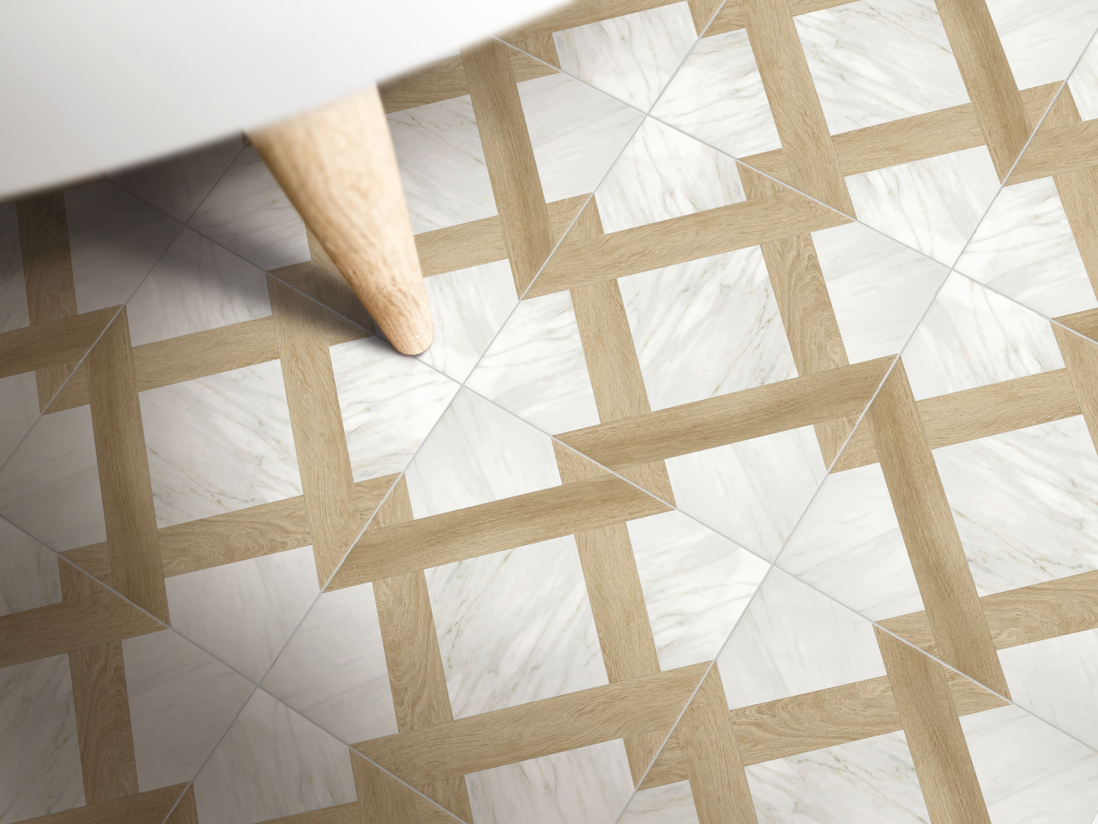 Пол / облицовка керамогранита с эффектом мрамора и дерева KERADOM MARBLE & WOOD ARCH-00139454