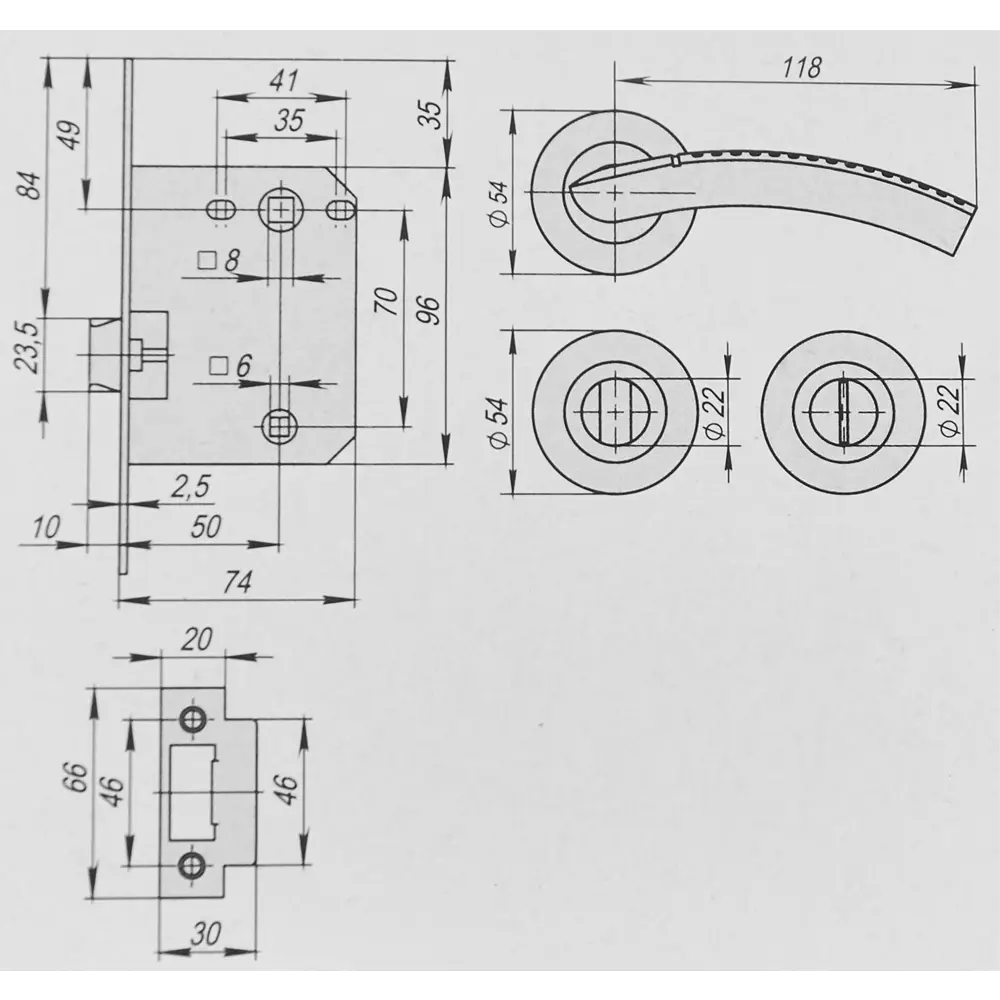 Дверные ручки PUNTO Logica с запорным механизмом для межкомнатных дверей 85202297 STLM-0902165 - Вид №3