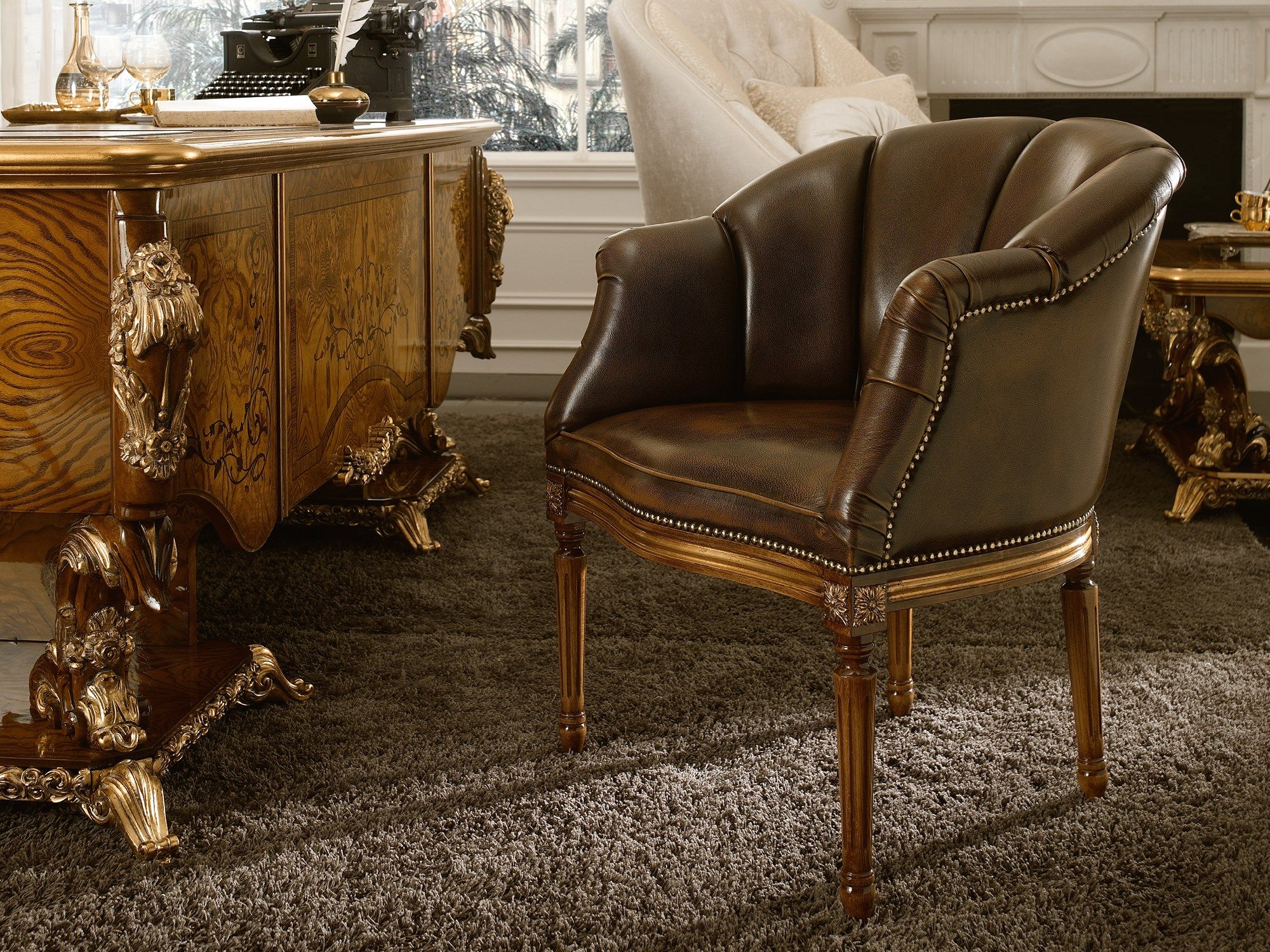 Кожаное кресло с подлокотниками A.R. Arredamenti водолазка ARCH-00115404 - Вид №1