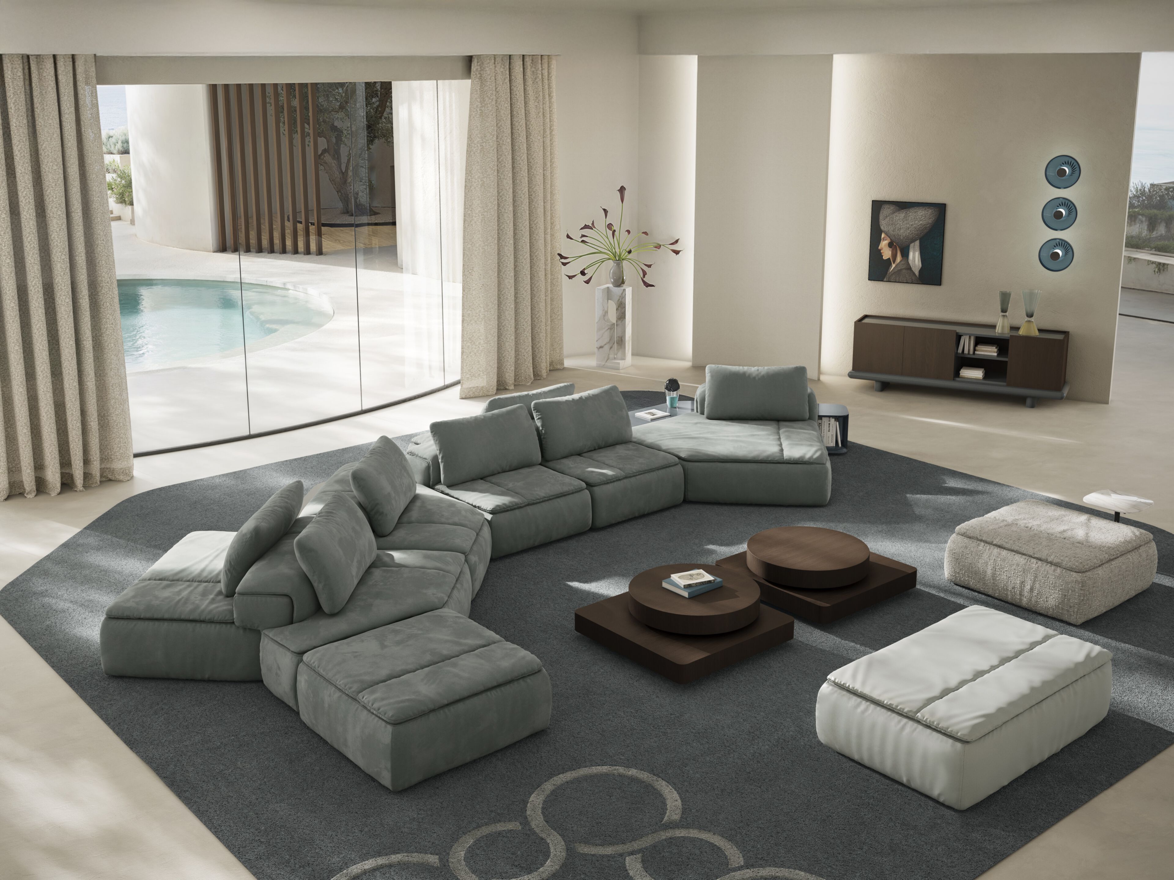 Модульный кожаный двухсторонний диван Natuzzi Italia Amama ARCH-00030607 - Вид №2