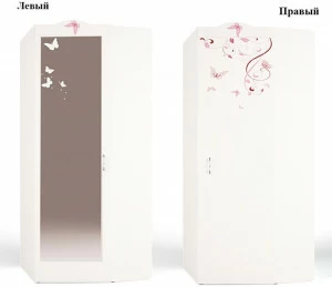 Шкаф угловой ABC-KING Фея с зеркалом (левый) и со стразами Сваровски