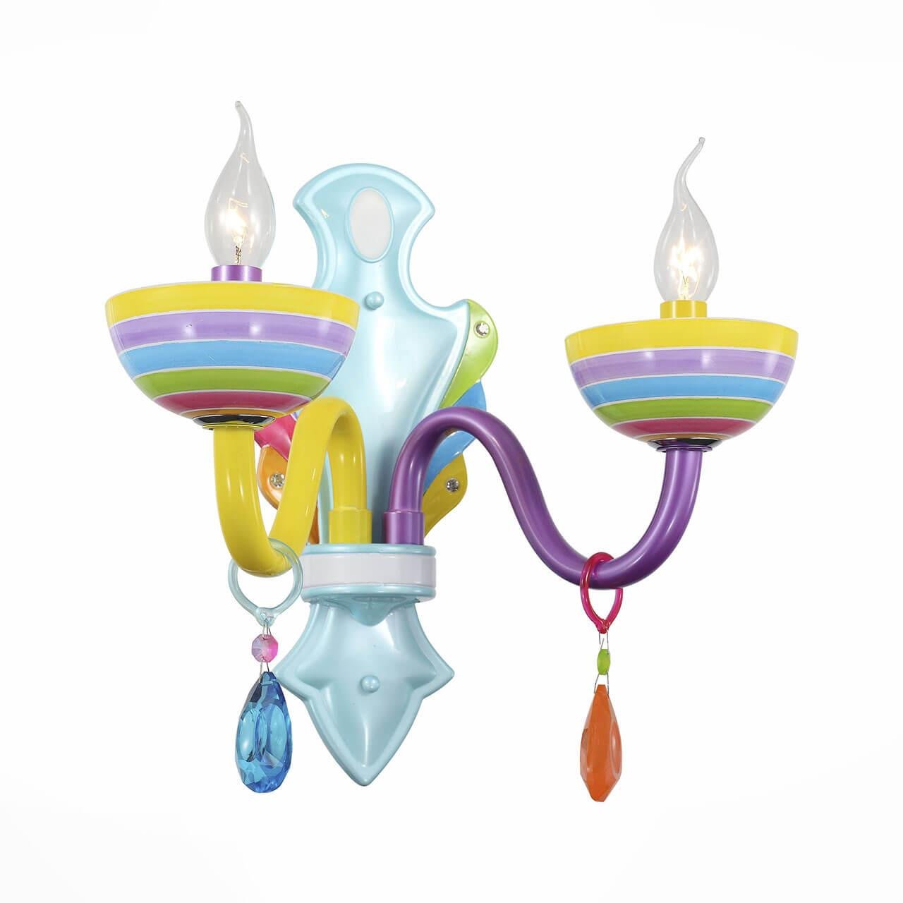 Бра на 2 лампы с подвесками желто-голубое Ornato SL672.781.02 ST LUCE СВЕЧА 00-3931125 Голубой;желтый;фиолетовый;яркие  - Вид №2