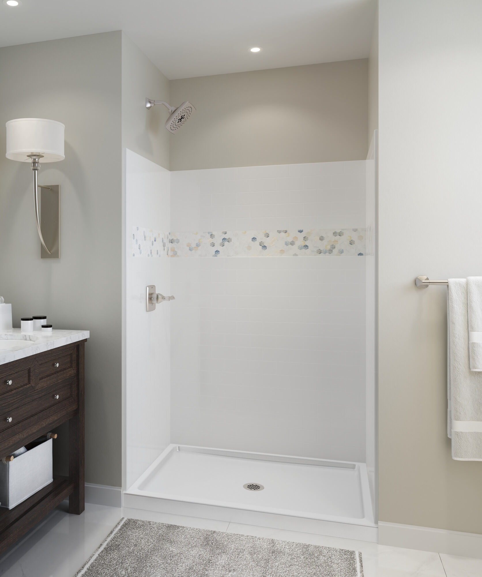 40074 Подставка для душа 48 "X 34" Delta Faucet Classic 400 Глянцевый белый  - Вид №2