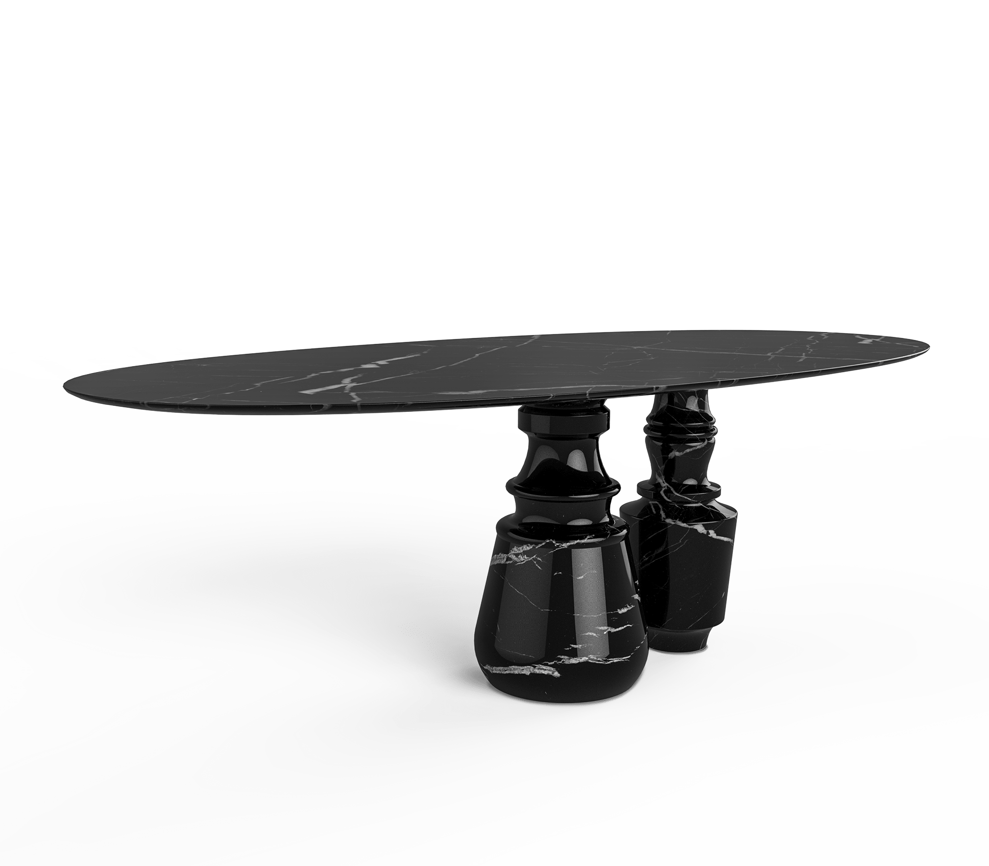 0-155 Овальный обеденный стол Pietra nero marquina Boca Do Lobo 