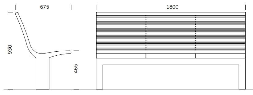 Скамья из нержавеющей стали со спинкой BENKERT BANKE Siardo ARCH-00070369 - Вид №3