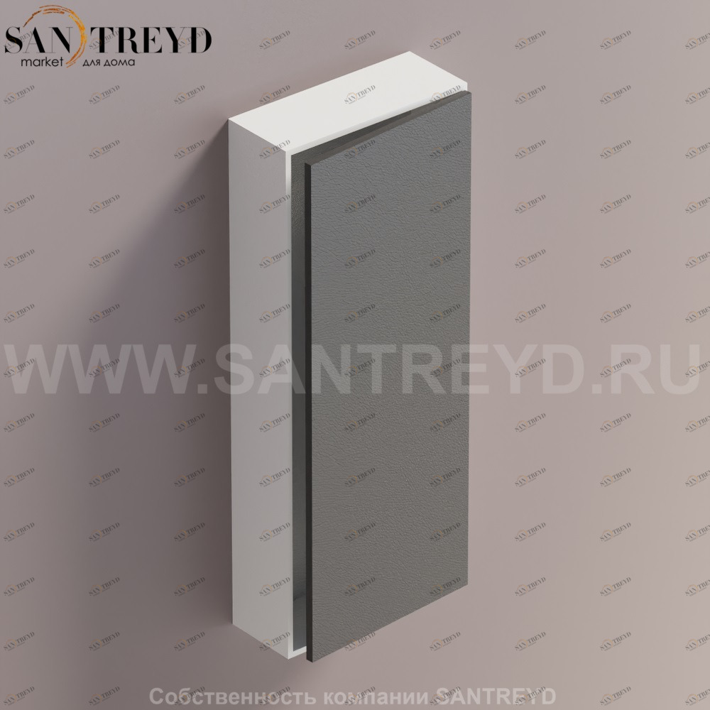 LIFT Модульный шкаф 100 см с правой дверью на доводчиках. Модули могут располагаться горизонтально и вертикально. Отделка: белая краска и черная кожа. AMOB053NELZDX Agape