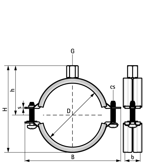 33435205 2S Хомуты с вкладышем epdm (M8/10) для стальных, медных, чугунных и пластиковых (многослойных) труб walraven  - Вид №1