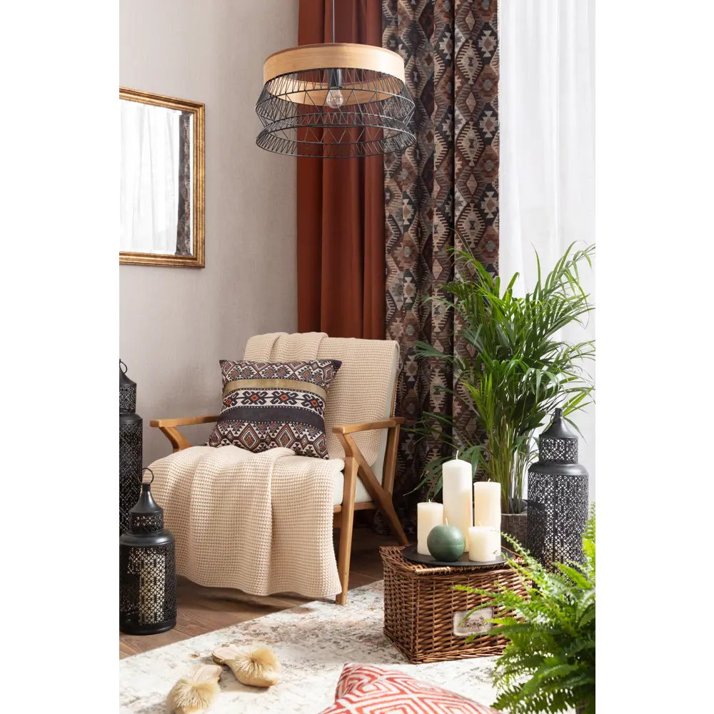 Штора на ленте Paris 160x280 см полиэстер однотон цвет терракотовый GARDEN STLM-2078928 - Вид №5