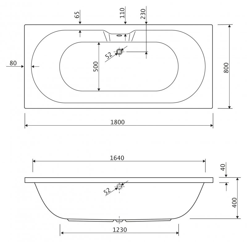 Акриловая ванна CEZARES CALISTO-180-80-49  - Вид №2
