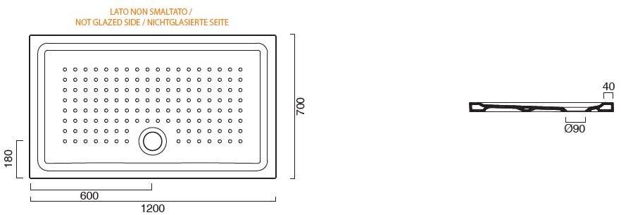 CERAMICA CATALANO Нескользящий прямоугольный керамический поддон для душа H 4.5 sun-id-1352638 - Вид №11