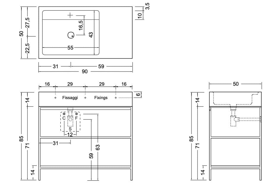 Напольный умывальник с ящиками Nic Elen ARCH-00081164 - Вид №3
